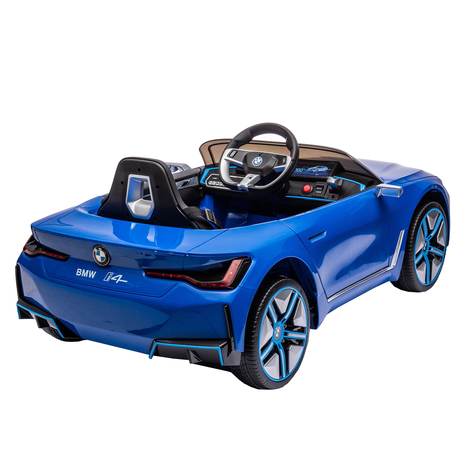 CIPACHO Licensed BMW I4, 12v Kids Ride On Car with 2.4G Parents Remote Control, Electric Car for Kids, 3 Speed Adjustable, USB, MP3, Bluetooth, Blue