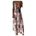 thumbnail image 1 of AMERTEER Mode Femmes Veste Robe Décontractée Grande Taille Impression V Cou Sans Manches Robe Longue, 1 of 6