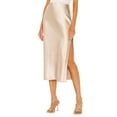 thumbnail image 2 of Falda para Mujer, de Satén de Seda, Elástica, de Cintura Alta, Estilo Informal, de Guepardo. Beige M, 2 of 5