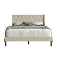 thumbnail image 3 of Home Design Oregon Full Button-Tufted Upholstered Wingback Panel Bed Frame for Adult, Beige, Easy Assembly, 3 of 12