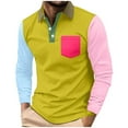 thumbnail image 2 of Men's Button Shirt Long Sleeve Color Block Shirt Two-Tone Sleeve Raglan Classic Golf Tops Business Casual T Shirt with Pocket, 2 of 7