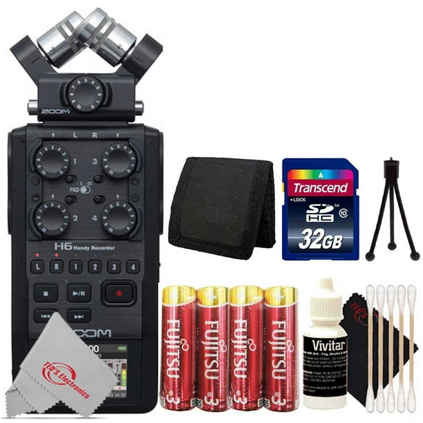 Zoom All Black (2020 Version) 6-Track Portable Recorder, Stereo Microphones, 4 XLR/TRS Inputs with 32GB Top Accessory Kit - Walmart.com