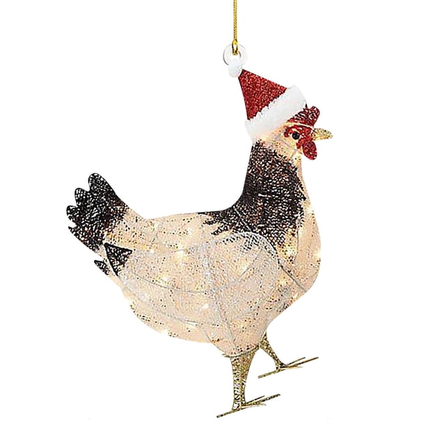 Tmvgtek Pollo Con Bufanda Colgante De Árbol De Navidad Con Letrero Familiar De Pollo (04) Tmvgtek Oficina Multiescena Multifunción