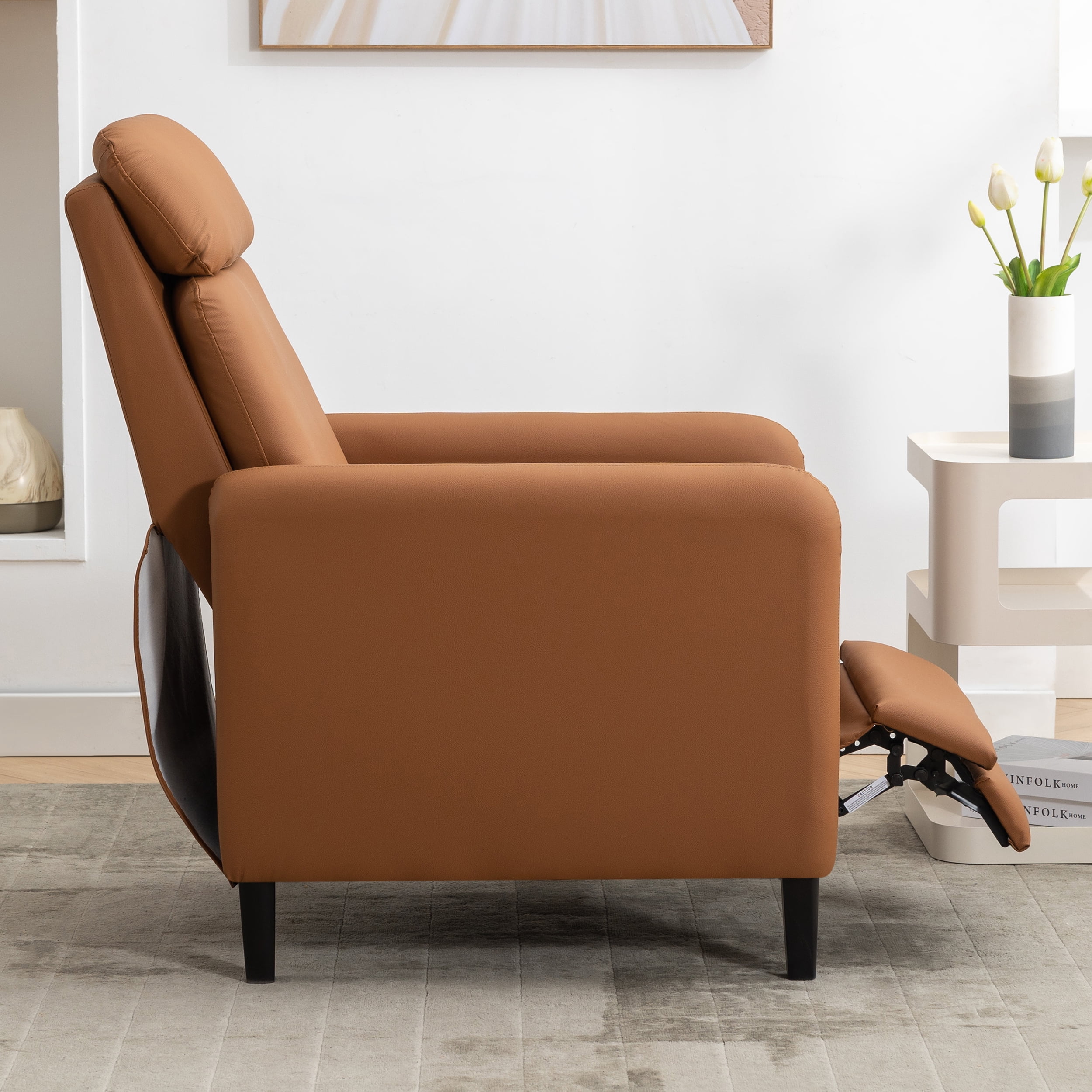 Aukfa Recliner Chair Adjustable Single Sofa Leather Lounge Chair for Living Room Bedroom,Burnt Orange