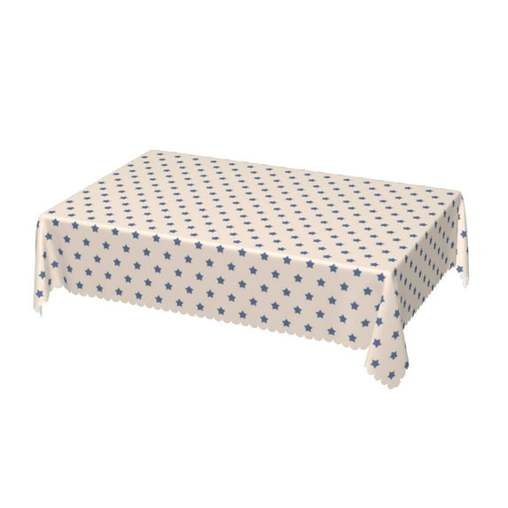 DouZhe Rectangular Tablecloth, Patriotic Blue Stars Beige Table Cloth for Kitchen Dinning Tabletop, 72" x 54" Waterproof Polyester Table Cover