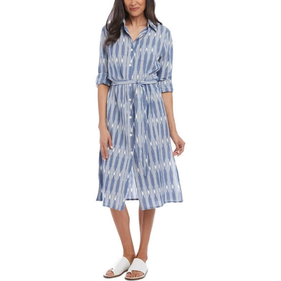 Karen Kane Womens Cotton Printed Shirtdress