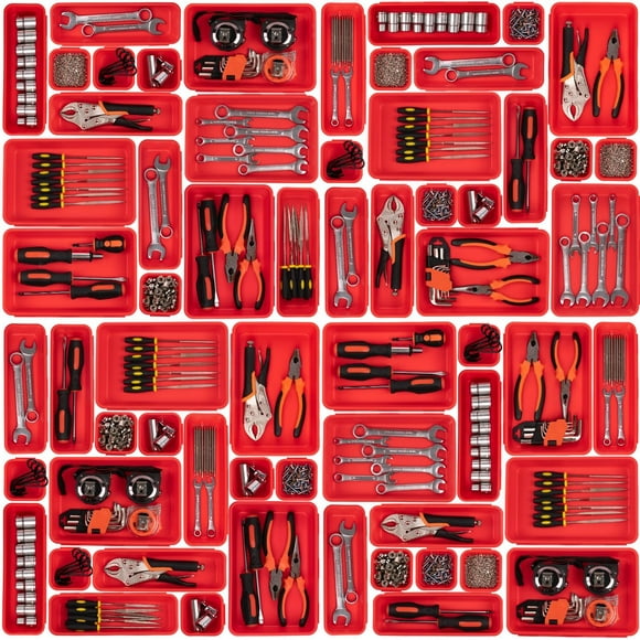 UTAH-45 Pack Tool Box Organizer Tool Tray Dividers, Toolbox Drawer Organizers Storage Trays for Rolling Tool Chest, Work Bench Cabinet Bins, Hardware Parts Screw Nut Bolt Small Tools Organization - R