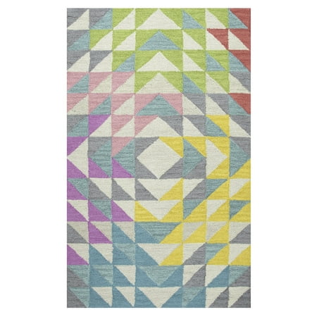 Rizzy Home Playground Multicolored Wool Hand-Tufted Area Rug (5' x 7') - 5' x (Best Mulch For Playground Area)