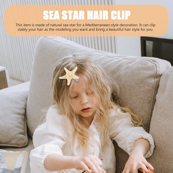 RENACLIPY Cute Hair Clips 4Pcs Five-Pointed Star Sea Star Hair Accessories for Girls Women Beach Gatherings