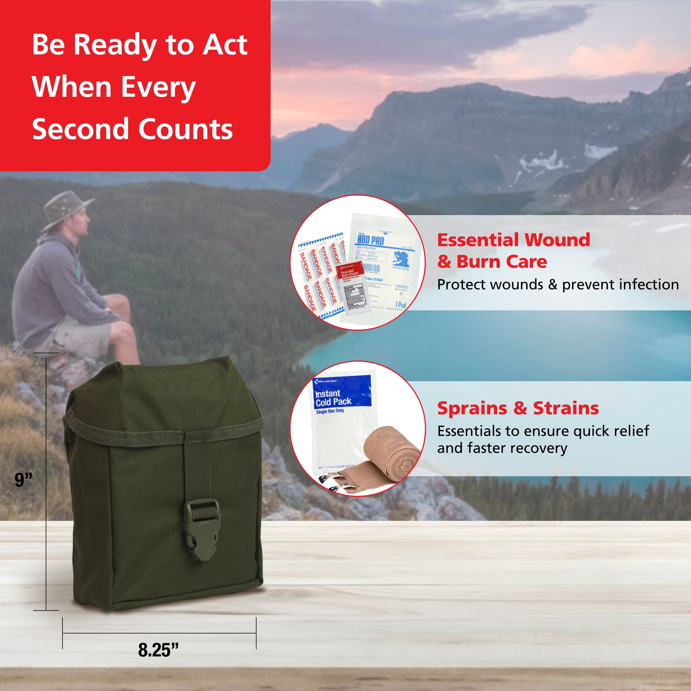 Elite Wilderness First Aid Kit, 70 Pieces – Comprehensive Emergency Survival Medical Supplies for Camping, Hiking, Backpacking, Car, Home, and Outdoor Adventures