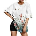 thumbnail image 1 of VJATTWR T-Shirts à Manches Courtes pour Femmes Femmes Été Décontracté Ample Col Rond Grande Taille Tunique à Manches Courtes T-Shirt L, 1 of 4
