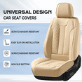 thumbnail image 4 of Coverado Front Car Seat Covers, Premium Leather Seat Protectors, Classic Auto Interior Cushions Universal Fit for Most Cars, SUVs and Trucks, Beige, 4 of 8