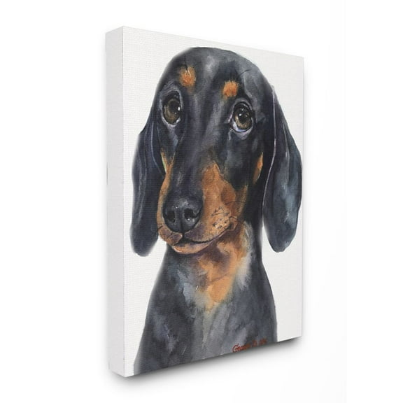Stupell Industries Dachshund Puppy Dog Pet Animal Watercolor Painting Canvas Wall Art by George Dyachenko