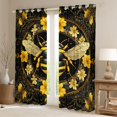 thumbnail image 2 of Feelyou Yellow Rustic Bee Curtains Pack of 2 (42x84 Each), Boho Floral Curtains Blackout, 2 of 6