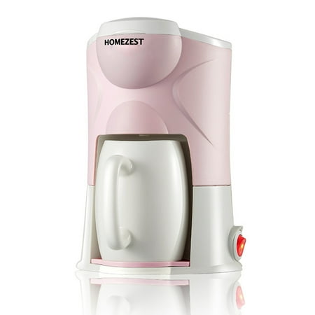220V Portable Mini Home Automatic Coffee Maker with Ceramic Cup Pink national standard + European standard
