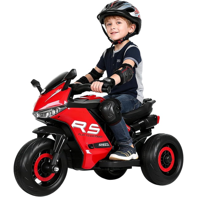 Moto Electrica Infantil Niño, Triciclo con Modo de Retroceso, Carro Electrico Niño Montable con Luz Led y Musica, Autonomía de 60 Minutos, Velocidad Máxima 4KM/H