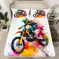 thumbnail image 2 of Feelyou Modern Motorcycle Print Full Size Sheets, Watercolor Artwork Bed Sheets, Dirt Bike Lover Sheet Sets, Microfiber Bedroom Decor, 4pcs, 2 of 7