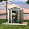 thumbnail image 5 of GangMei Metal Outdoor Storage Shed 6.4FT x 4FT, Steel Utility Tool Shed Storage House with Lockable Door, Metal Garden Shed for Backyard, Garden, Patio (Black), 5 of 7