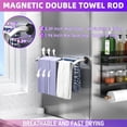 thumbnail image 3 of ULIBERMAGNET Magnetic Towel Bar, Extendable Double Towel Rack with Arched Arms, Magnetic Kitchen Towel Holder Rod Hook for Refrigerator, Laundry, Dishwasher, Oven, Stove (Silver), 3 of 7