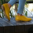 thumbnail image 4 of Women Booties Solid Color Casual Lightweight Zip Flat Booties Pointed Toe Ankle Boots,Yellow Boots women size 7.5, 4 of 5