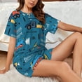 thumbnail image 4 of Fotbe Construction Trucks Conjunto de Pijama Estampado para Mujer, 2 Piezas, Ropa de Dormir con Camiseta de Manga Corta y Shorts Suaves-4X-Large, 4 of 6