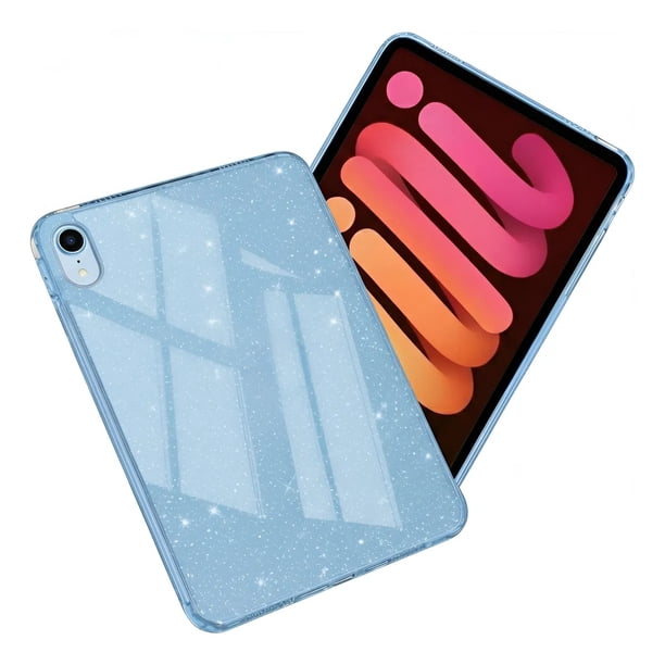 Funda Para Ipad Mini 6/ A17 Pro Glitter Brillos Silicona Azul Sierra.