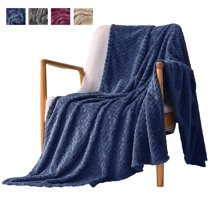 Flannel Throw Blanket, Small Size (28" x 39") Blue 420GSM Microfiber Blanket, Super Soft Wheat Pattern Blanket Cozy Warm for Office Nap Blanket Couch Bed Blanket / All Seasons Use