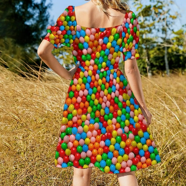 Mini Gumball Real Candy Photo Pattern Dress elegant chic women dresses  promotion Woman fashion Women's long dress Dresses gala - Walmart.com
