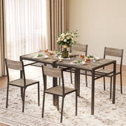 Kitchen Table and Chairs Set for 2, Lofka Dining Table with Storage Rack for Storing Tissues and Cups, 300lbs, Gray