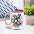 thumbnail image 3 of Hippie Schnauzer Portrait Watercolor Tie-Dye Vintage Styles 11oz Accent Two-tone Mug Miniature Schnauzer Dog Lover Coffee Tea Cup - 00014, 3 of 5