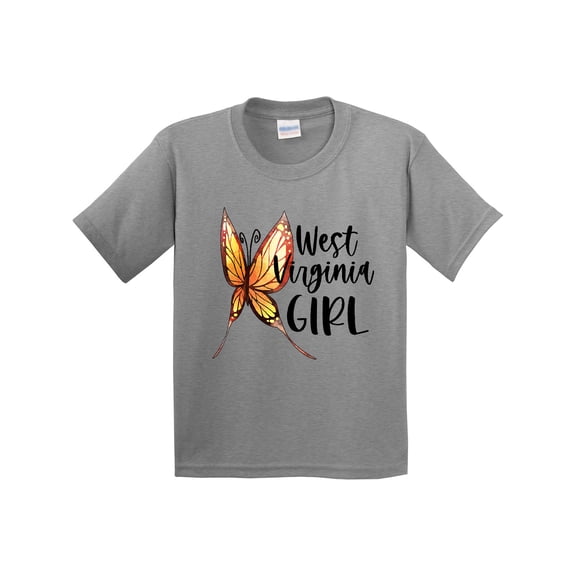 Inktastic West Virginia Girl Butterfly Youth T-Shirt