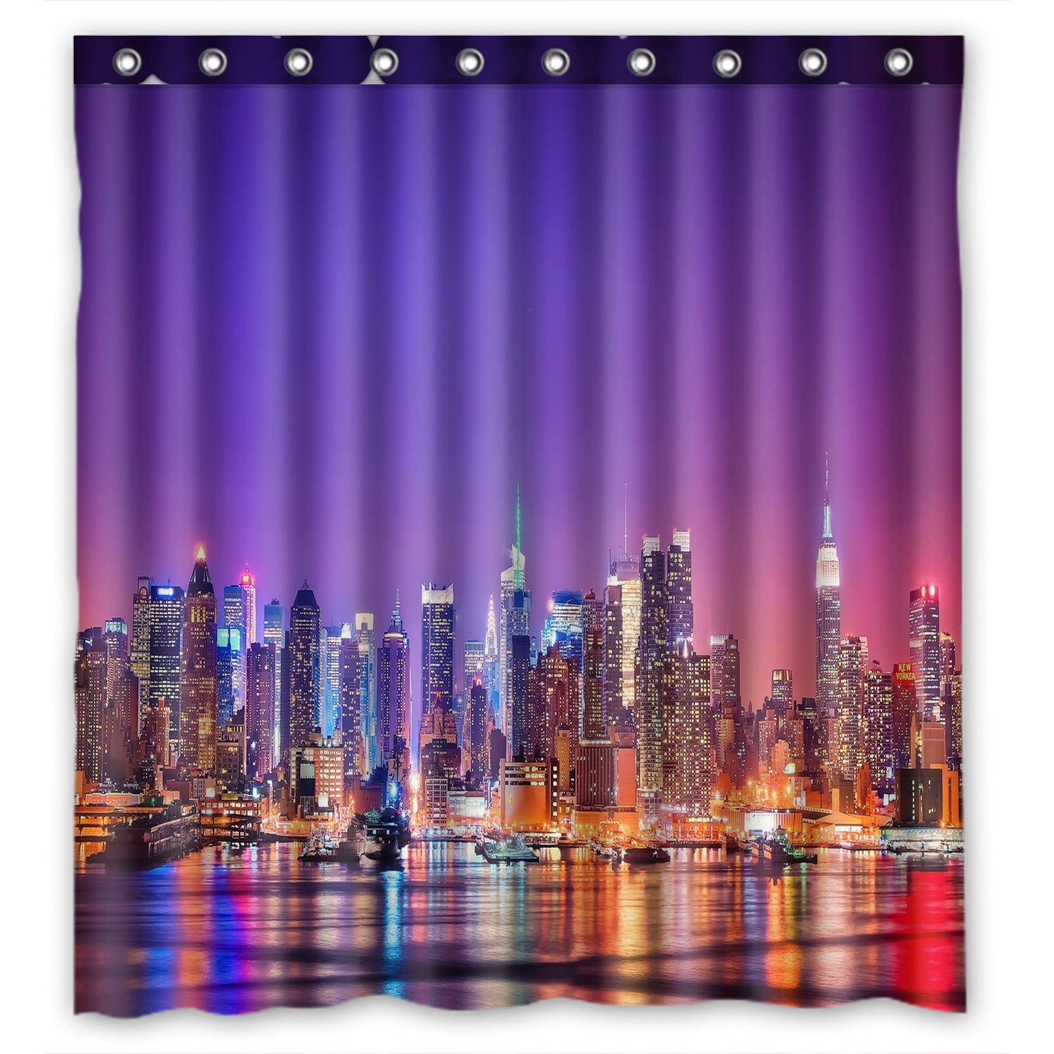 ZKGK New York City Skyline Waterproof Shower Curtain Bathroom Decor Sets with Hooks 66x72 Inches