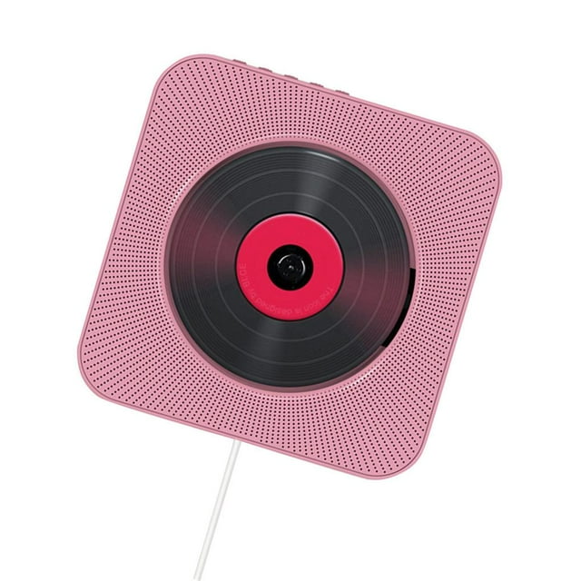 jesticaly Wall Mounted CD Player Portable Home Audio Boombox with Remote Control FM Radio Music Player Stereo Speaker Pinl
