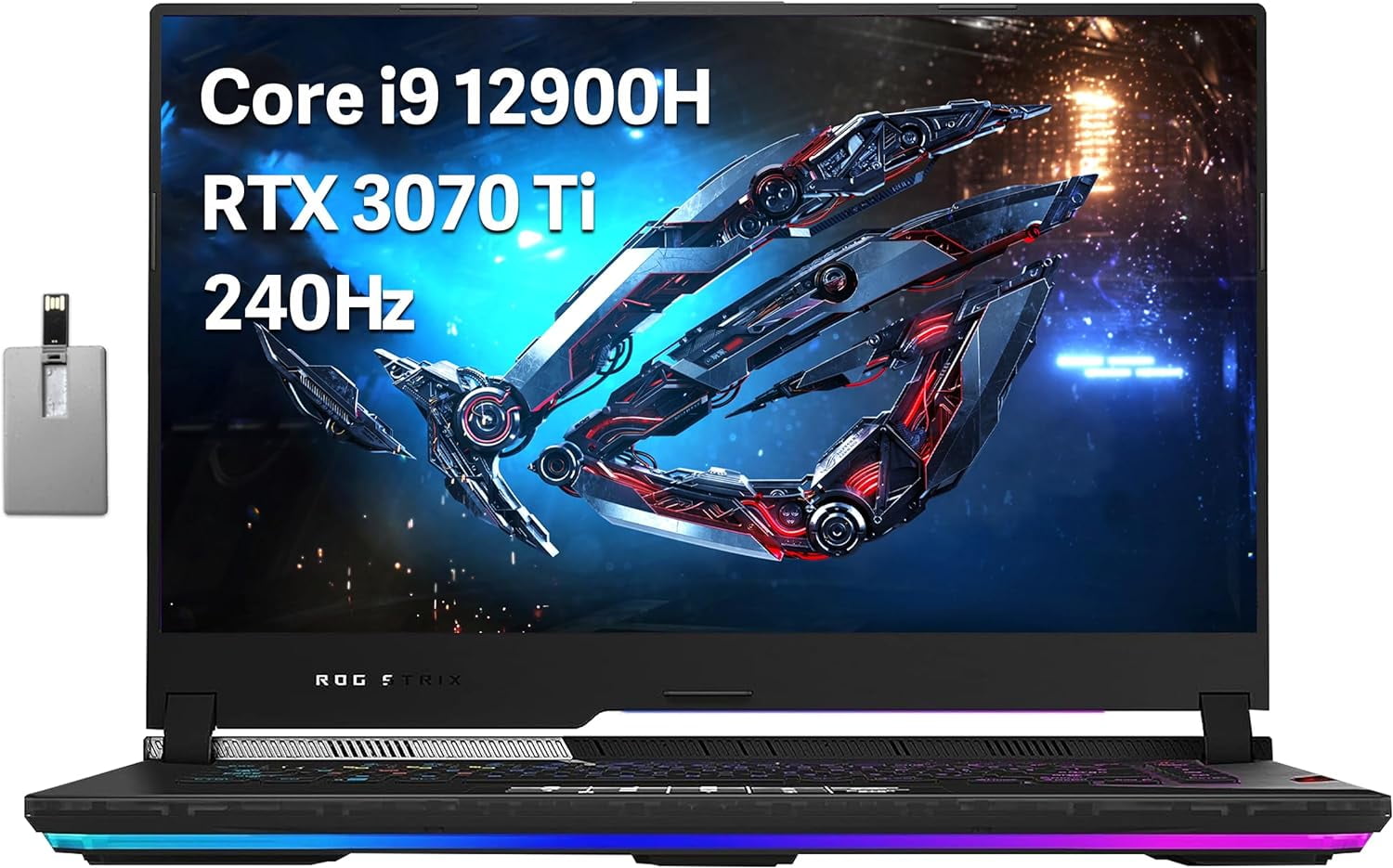 ASUS ROG Strix Scar 15 Gaming Laptop, 15.6" QHD 240Hz IPS Display, Intel Core i9 12900H, 64GB DDR5, 2TB SSD, GeForce RTX 3070 Ti, Per-Key RGB Keyboard, Wi-Fi 6E, Black, Win 11, 32GB Hotface USB Card