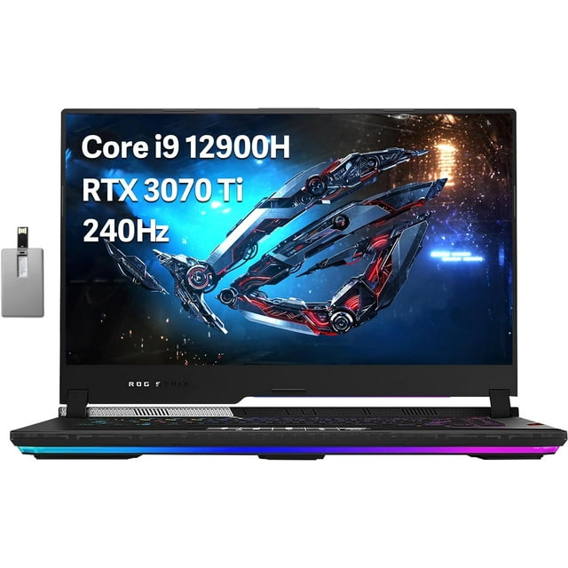 ASUS ROG Strix Scar 15 Gaming Laptop, 15.6" QHD 240Hz IPS Display, Intel Core i9 12900H, 32GB DDR5, 2TB SSD, GeForce RTX 3070 Ti, Per-Key RGB Keyboard, Wi-Fi 6E, Black, Win 11, 32GB Hotface USB Card