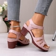 thumbnail image 4 of DeHolifer Women's Chunky Heel Sandals Trendy Open Toe Comfortable Slip On Casual Dressy Wedge Shoes for Spring Summer, 4 of 8