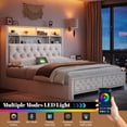 thumbnail image 5 of EnHomee Full Size Bed Frame with 4 Storage Drawers Upholstered Platform Bed Frame with Headboard & LED Lights & Charge Station, 5 of 8