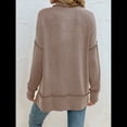 thumbnail image 4 of Sudaderas Holgadas de Larga para Mujer, de Canalé, con Abertura Lateral y Dobladillo Alto y Bajo, para Otoño Caqui XL, 4 of 7