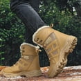 thumbnail image 4 of Lovskoo 2024 Men's Snow Boots Round Toe Platform Solid Color Winter Keep Warm Woolen Casual Bandage Short Boots Khaki, 4 of 9