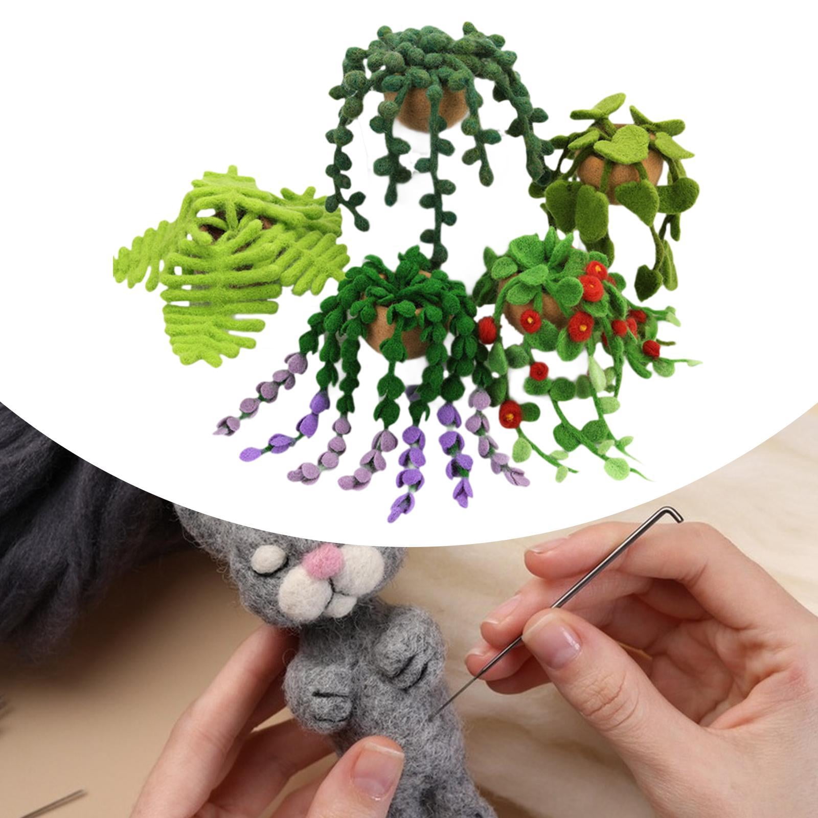 GUOOL Hanging Plants Wool Felt DIY Set, Potted Plants Decoration, Needle Felting Set, DIY Hanging Plants Wool Felt Set for Festivals