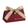thumbnail image 2 of 50pcs/lot Candy Bags Paper Folding Box Wedding Souvenir Present Package with Bownot for Guest Giveaways (wine red,L（17*10*10cm）), 2 of 7