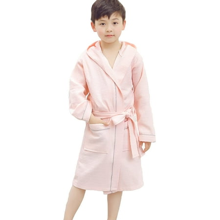 

ZSYQWZN Boys Girls Waffle Robe Bathrobe Toddler Kids Cotton Children s Swimming Robe