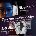 thumbnail image 6 of UHM Gaming Headset Wireless for PS5/PS4/PC/ Nintendo Switch,Over Ear 2.4G/Bluetooth Gaming Headphones with Noise-Canceling Microphone, 7.1 Surround Sound, 3.5mm Wired Mode for Xbox Series,White, 6 of 8