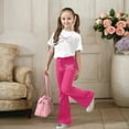 thumbnail image 2 of CAIVO Kids Fashion Girls Casual Outfit Sets O-Neck Short Sleeve Bowknot Print T-Shirts Tops And Flared Pants Two Piece Toddler Comfy Daily Wear Adorable Clothing Sets, 2 of 5