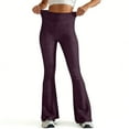 thumbnail image 2 of FRSASU Women's Tummy Control Bell Bottom Jeans High Waisted Wide Leg Tight Fit Flare Pants Jeggings Wine, 2 of 9