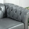 thumbnail image 6 of 3 Seater Chesterfield Faux Leather Sofa, Button Tufted Couch With Nailhead Trim Rolled Arms for Living Room Office, 6 of 16