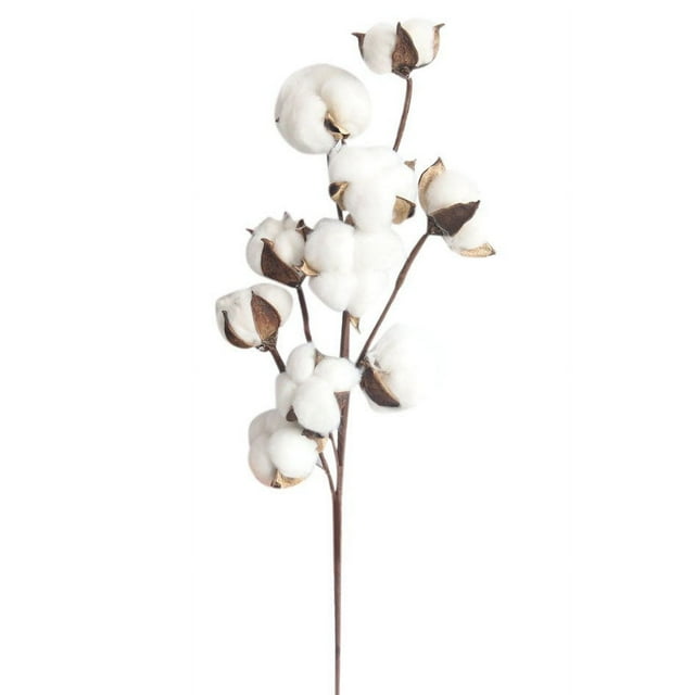 1-3Pc Naturally Dried Cotton Stems Farmhouse Artificial Flower Filler Floral Decor