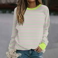 thumbnail image 2 of Mrat Long Sleeve Striped Shirts for Women Crew Neck Striped Tops Loose Fitting Casual T Shirts Trendy Lightweight Soft Tops Women Sweatshirt Zip S-99 Pink-a L, 2 of 5