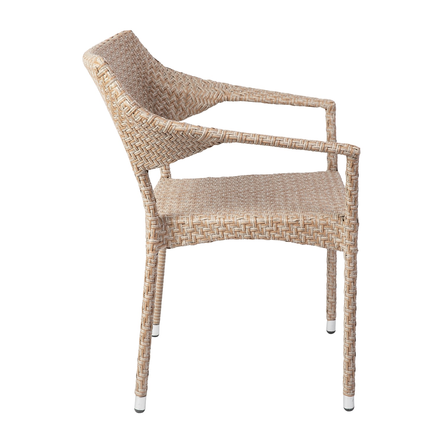 Flash Furniture Jace 34"H Natural PE Rattan Wicker Commercial Grade Stacking Patio Chair 2/Pack