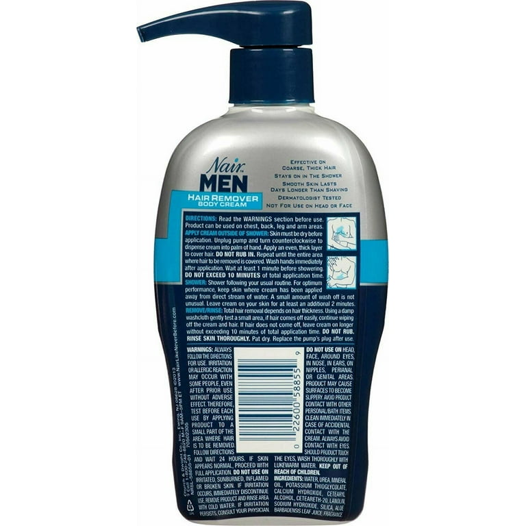 Nair Men's Hair Remover Body Cream, Shower Use, Depilatory Formula